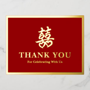 Chinese trouw dubbel geluk hart dank je folie feestdagen briefkaart