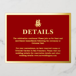 Chinese trouw dubbel geluk hart details folie feestdagen briefkaart
