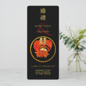 Chinese Trouw Dubbel Geluk Schattig Paar Kaart (Staand voorkant)