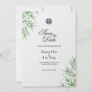 Chinese Trouwbamboe Dubbel Geluk Bewaar de  Save The Date