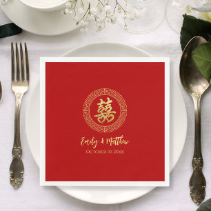 Chinese trouwcirkel dubbel geluk servet