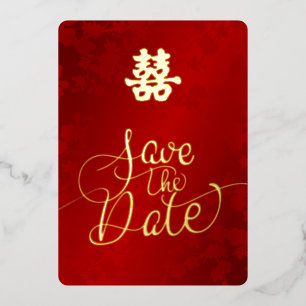 Chinese Trouwdag Save The Date Folie Uitnodiging