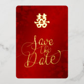 Chinese Trouwdag Save The Date Folie Uitnodiging (Voorkant)