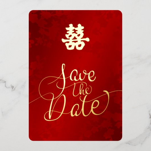 Chinese Trouwdag Save The Date Folie Uitnodiging (Voorkant)