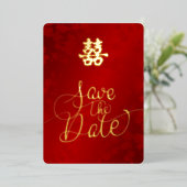 Chinese Trouwdag Save The Date Folie Uitnodiging (Staand Voorkant)