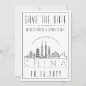 Chinese Trouwdag Stijlvolle Silhouet Save the Date Kaart (Voorkant)