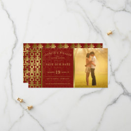 Chinese Trouwfoto met Dubbel Geluk Save The Date