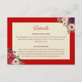 Chinese trouwgegevens rode paarse bloemtuin informatiekaartje