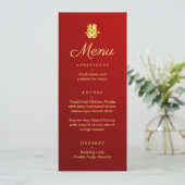 Chinese trouwkaart met verloop rode kleur en dubbe menu (Staand voorkant)