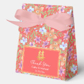 Chinese trouwrode Pastel bloempatroon Bedankdoosjes (Voorkant)