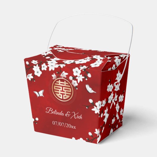 Chinese Trouwrood Wit Goud Bedankt Bedankdoosjes (Voorkant Zijde)