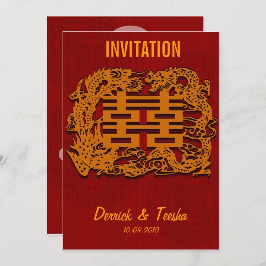 Chinese trouwuitnodigingskaart (v1) kaart (Voorkant / Achterkant)