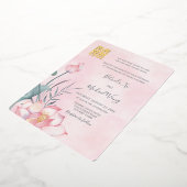 Chinese tweetalig | Lotus Bruiloft Folie Uitnodiging (Gedraaid)