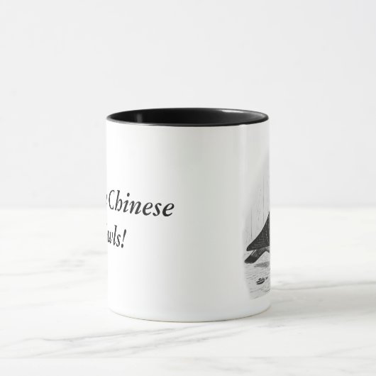 Chinese Uil Duif Inkt Tekening Mok (Midden)