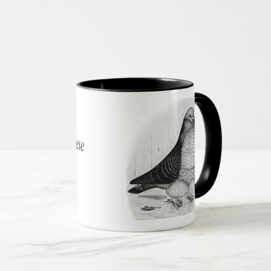 Chinese Uil Duif Inkt Tekening Mok (Voorkant rechts)