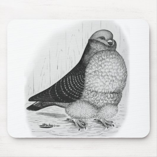 Chinese Uil Duif Inkt Tekening Muismat (Voorkant)