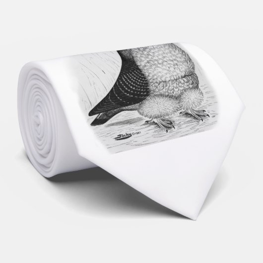 Chinese Uil Duif Inkt Tekening Stropdas (Opgerold)