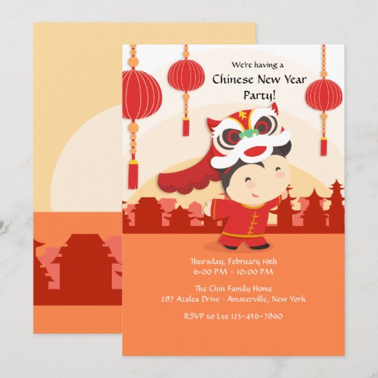 Chinese uitnodiging tot feestvieren (Voorkant / Achterkant)