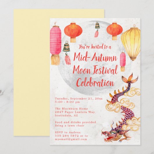 Chinese uitnodiging voor het Midherfstmaanfestival (Voorkant / Achterkant)