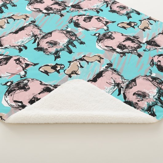 Chinese Varkensjaar Baby Oorspronkelijke tekening  Sherpa Deken (3/4)