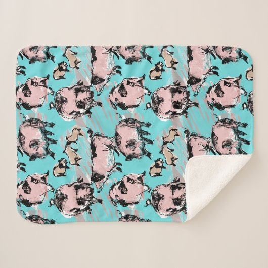 Chinese Varkensjaar Baby Oorspronkelijke tekening  Sherpa Deken (Voorkant (horizontaal))