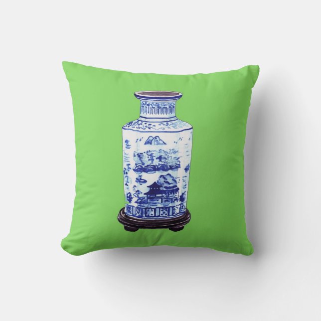 CHINESE VASE OP GROEN KUSSEN (Voorkant)
