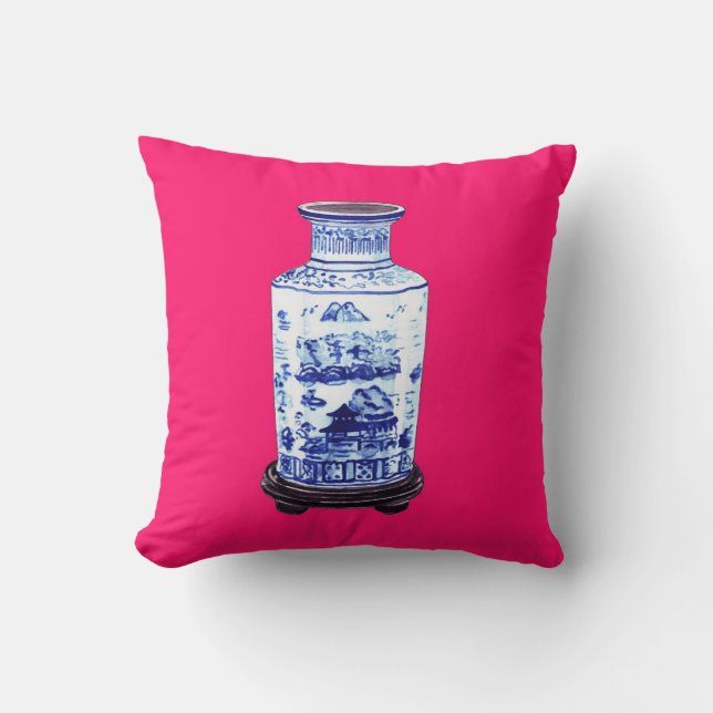 CHINESE VASE OP PINKPILLOW KUSSEN (Voorkant)