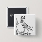 Chinese veelhoevige vogel Luan Vierkante Button 5,1 Cm (Voorkant /achterkant)