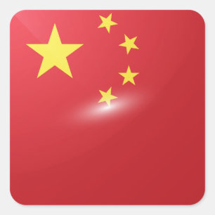 Chinese vierkante glanzende vlag sticker