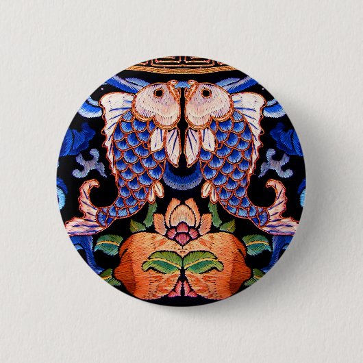 Chinese visborduurvis ronde button 5,7 cm (Voorkant)