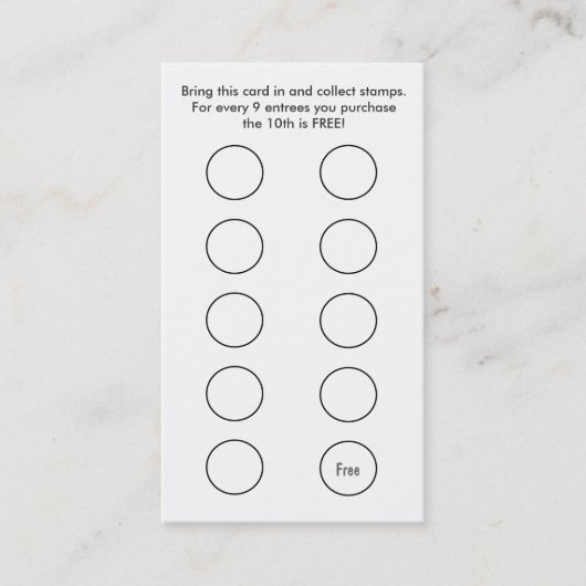 Chinese Visitekaartje voor restaurants Loyalty (Voorkant)