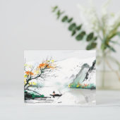Chinese visser op een bergmeer briefkaart (Staand voorkant)