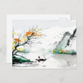Chinese visser op een bergmeer briefkaart (Voorkant / Achterkant)