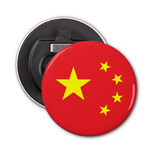 Chinese vlag button flesopener (Voorkant)