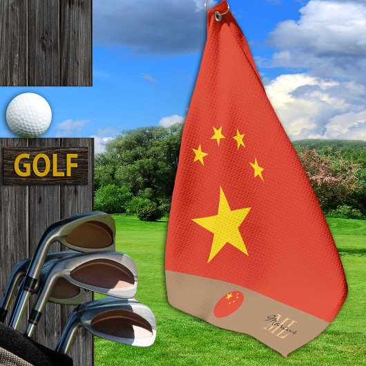 Chinese vlag & China monogrammen/golf Golfhanddoek