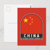 Chinese vlag embleem noodlijdende Vintage Briefkaart (Voorkant / Achterkant)