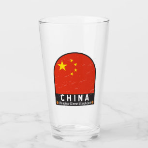 Chinese vlag embleem noodlijdende Vintage Glas
