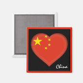 Chinese vlag en Chinees hart, Chinese vakantie/spo Magneet (Voorkant / Achterkant)