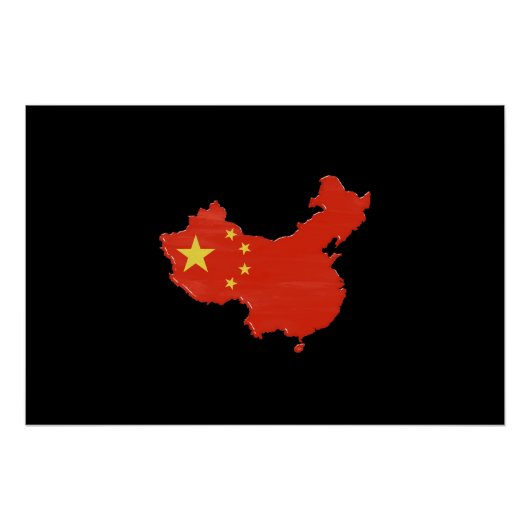 Chinese vlag en kaart perfect poster (Voorkant)