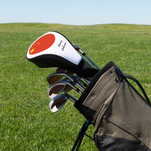 Chinese vlag en monogrammed Golf Clubs Hoesjes Golfheadcover (Insitu)