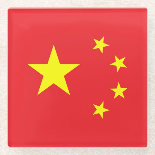 Chinese vlag glazen onderzetter (Voorkant)