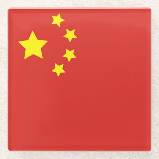Chinese vlag glazen onderzetter (Voorkant)