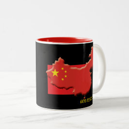 CHINESE VLAG God Bless Gepersonaliseerd Manuscript Tweekleurige Koffiemok