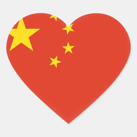 Chinese vlag hart sticker (Voorkant)
