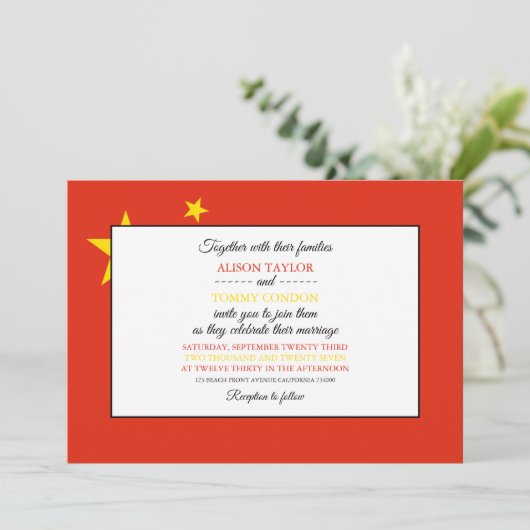 Chinese Vlag, Huwelijk Vlag van China Kaart (Staand voorkant)