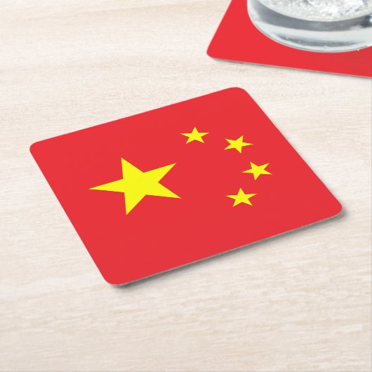 Chinese vlag kartonnen onderzetters (Schuin)