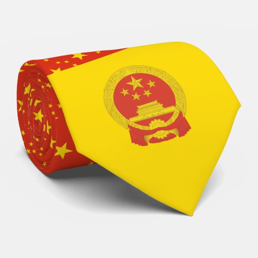 Chinese Vlag & Nationaal Embleem, Vlag van China Stropdas (Opgerold)