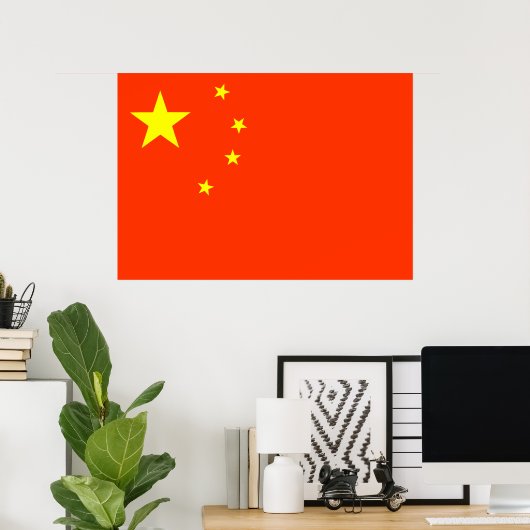 Chinese vlag poster (Thuiskantoor)