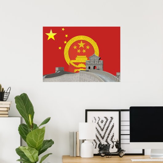 Chinese vlag poster (Thuiskantoor)