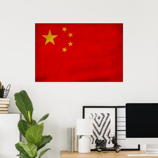 Chinese vlag poster (Thuiskantoor)